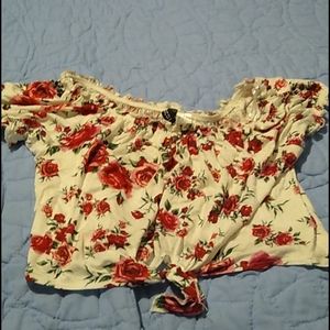 Cute rose covered crop top